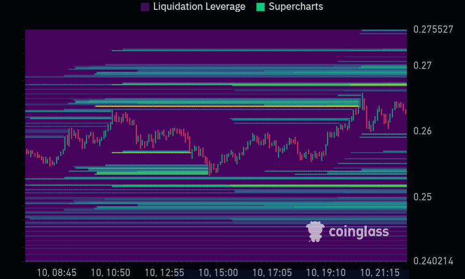 Polygon chart showing liquidation