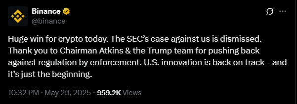 A “huge win for crypto | Source: X
